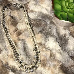 3 for $15 rhinestone and pearl chained necklace